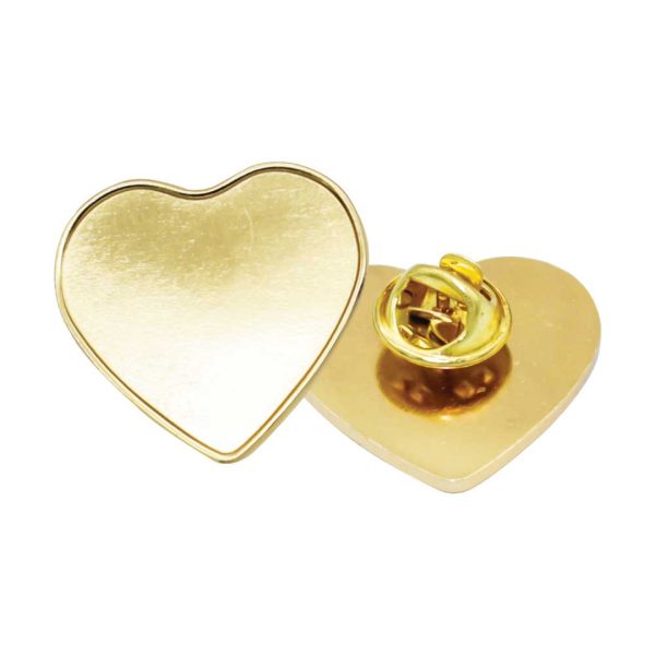 Customized Print Heart Shape Metal Badge with Epoxy
