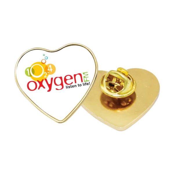 Personalized Heart Shape Metal Lapel pin Gold Color