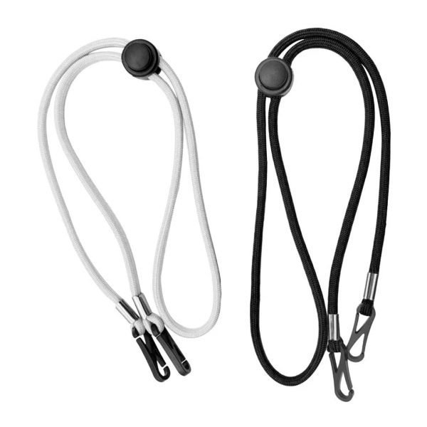 Double Hook Cord Lanyards with Adjustable Lock black and White Color