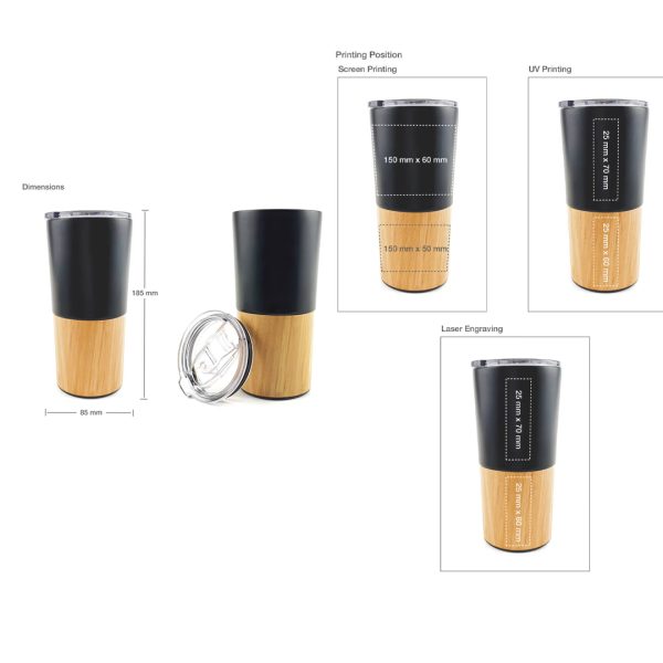 Custom Printed Travel Tumbler with Bamboo LID, unique promotional gifts UAE