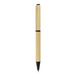 Bamboo ball pen with metal clip – back angle