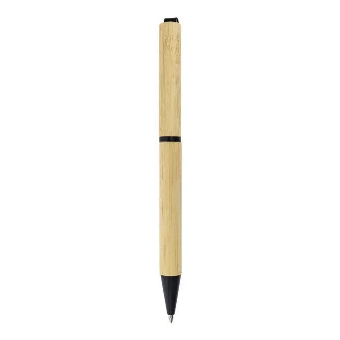 Bamboo ball pen with metal clip – back angle