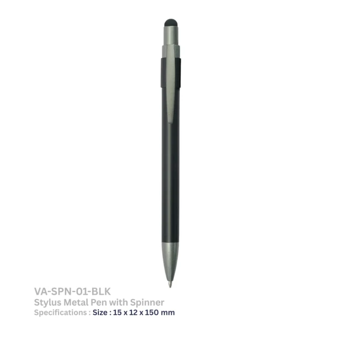 Stylus-Metal-Pen-with-Spinner-Black