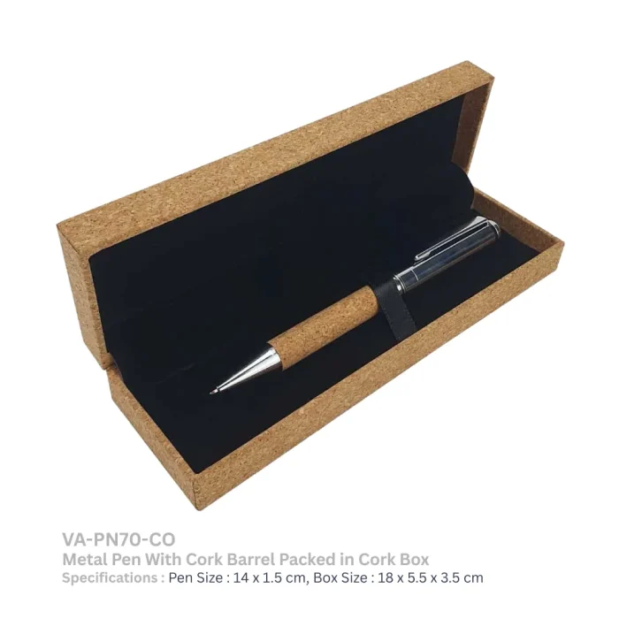 Metal-Pen-with-Cork-Barrel-and-Box-VA-PN70-CO