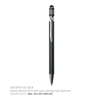 Stylus-Metal-Pens-with-Wave-Design-Top-Spinner-black