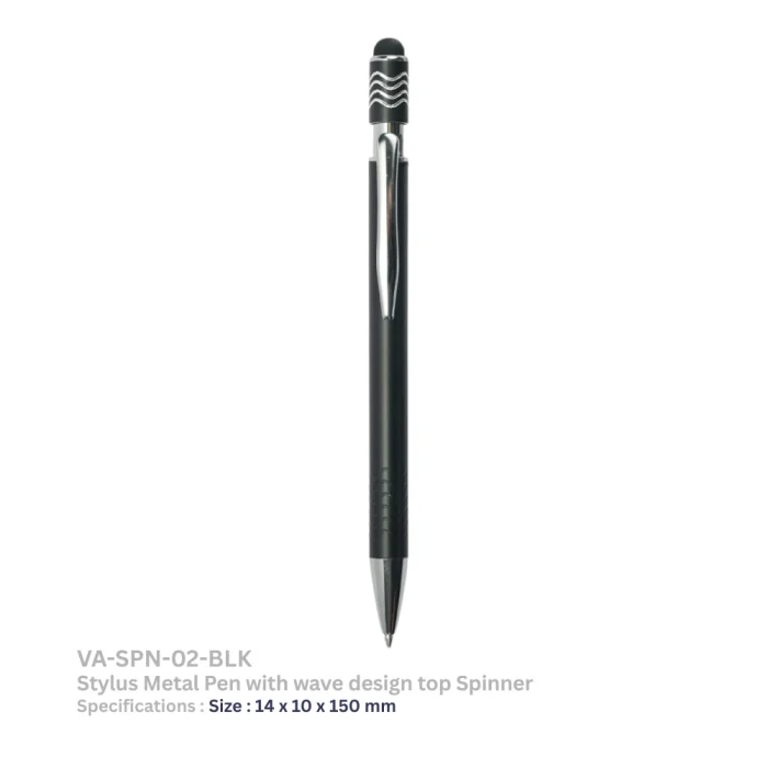 Stylus-Metal-Pens-with-Wave-Design-Top-Spinner-black