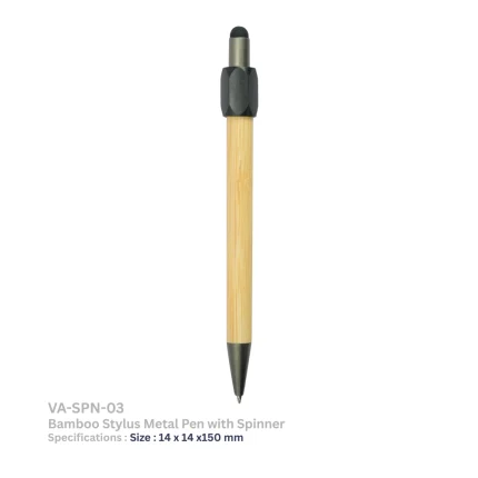 bamboo and metal stylus pens top spinner