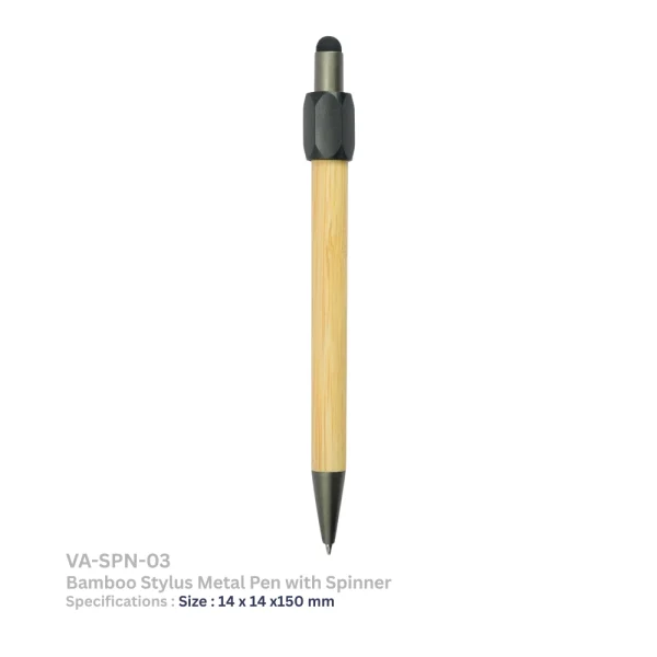 bamboo and metal stylus pens top spinner