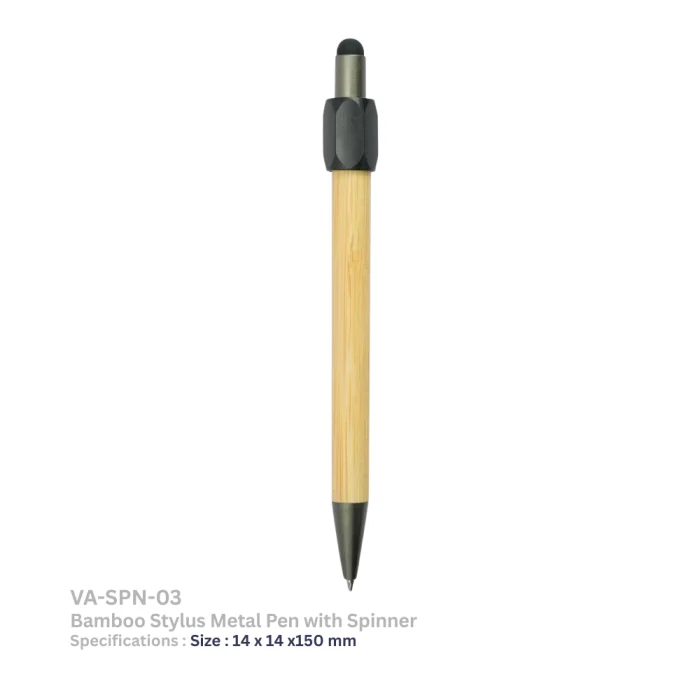 bamboo and metal stylus pens top spinner