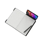 NOTECASE A5 recycled PU notebook with 96 sheets, built-in phone stand, and ruler – eco-friendly corporate gift