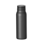 Botella Ultra stainless steel water bottle with integrated MagSafe holder attaching an iPhone, showcasing durable eco-friendly design and wide opening for easy cleaning.