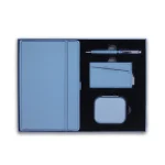 Professional business gift set with notebook, portable charger, RFID card case, and pen