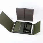 Premium 5-Piece Professional Gift Set including PU notebook, metal pen, card holder, and keychain displayed in an open elegant box, perfect for corporate gifting