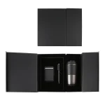 Elegant corporate gift set with PU leather notebook, metal pen, card holder, and keychain
