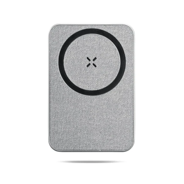 Eco recycled PU 10W MagSafe power bank with card slots and phone stand