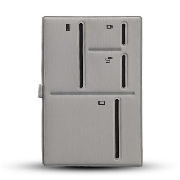 A5 eco-friendly pocket notebook with multi-pocket compartments in black, showing stitching-free Lycra cover