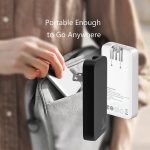 45W TRAVI GaN travel adapter with dual EU and UK plugs, slim portable fast charger