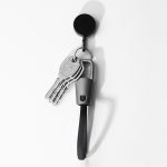 Keyhole USB-C cable attached to a keyring, demonstrating its portability and stylish design.