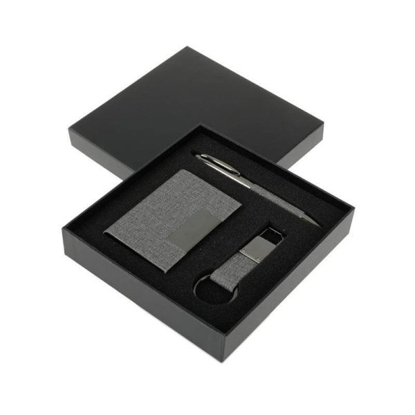 SILVAN Gift Set Packaging – Black Gift Box with Card Holder, Key Chain & Pen