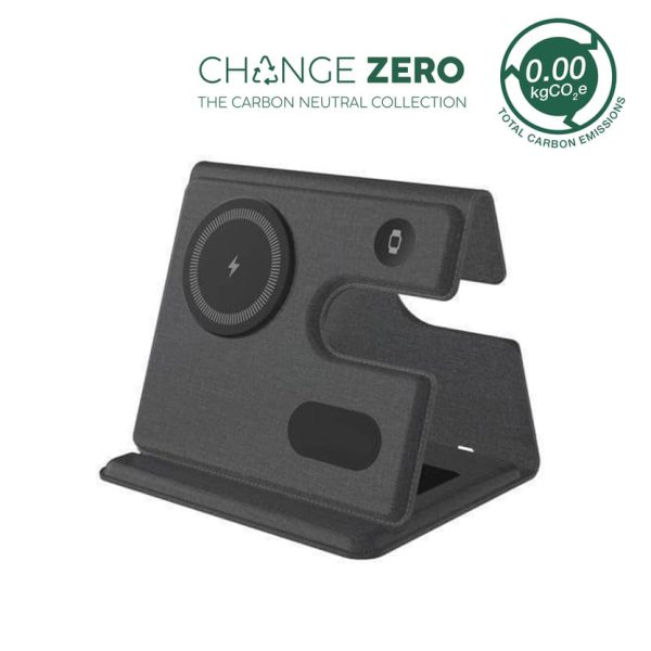 PLANA CHANGE ZERO recycled 3-in-1 wireless charger station black
