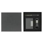 SILVAN Gift Set Packaging – Black Gift Box with Card Holder, Key Chain & Pen