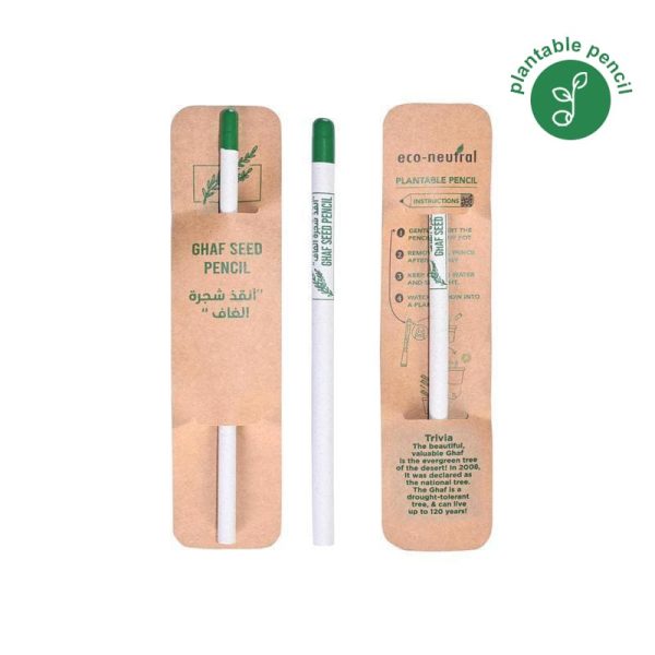 eco-neutral plantable ghaf seed pencil SPEN 5273 made from recycled newspaper