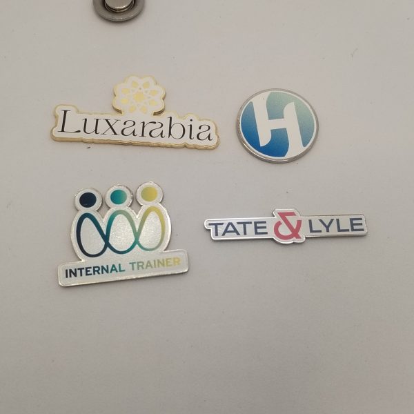 Personalized UV printed metal cutout Lapel pins with magnetic back