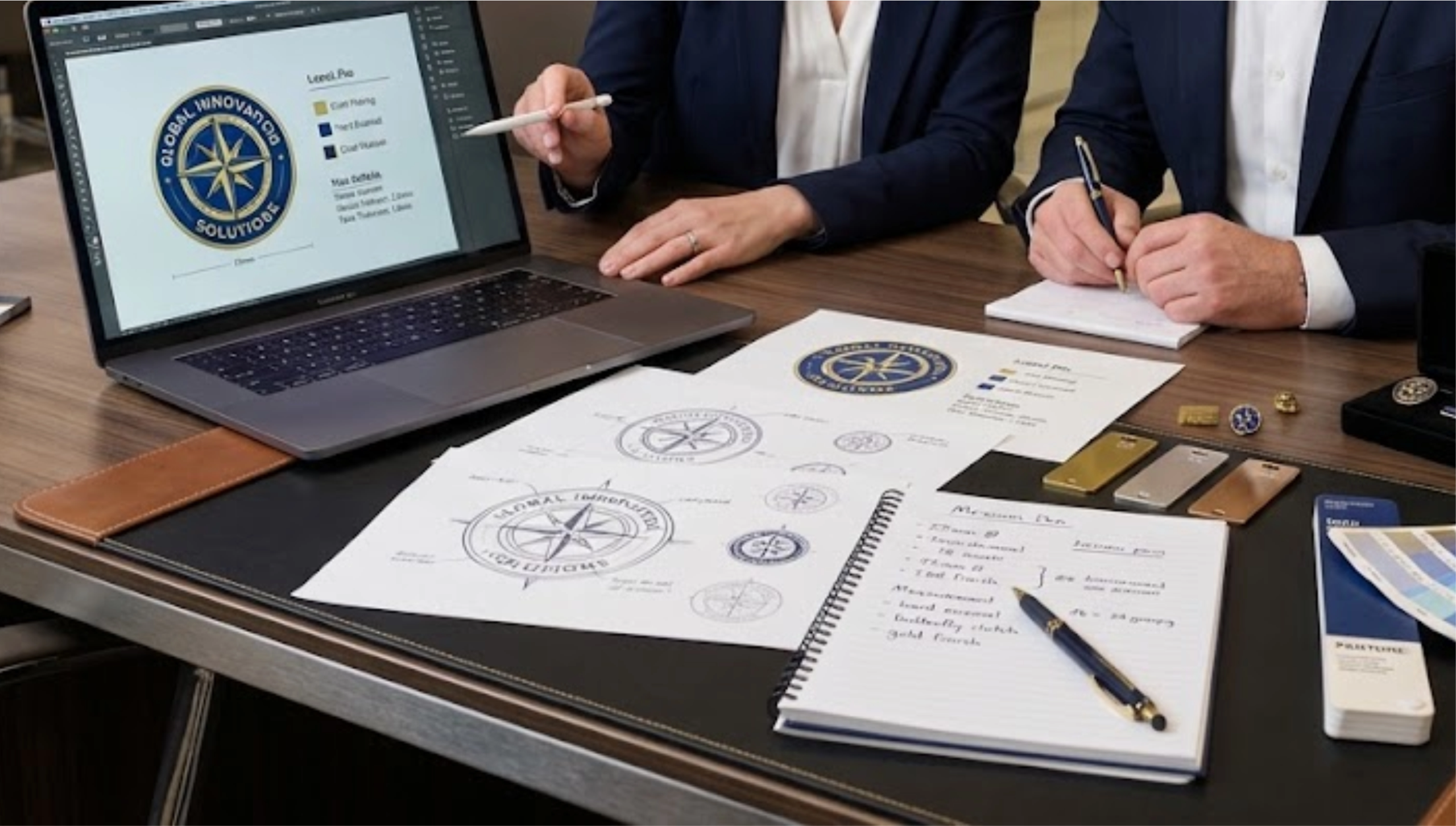 Professional custom lapel pin design consultation with artwork review