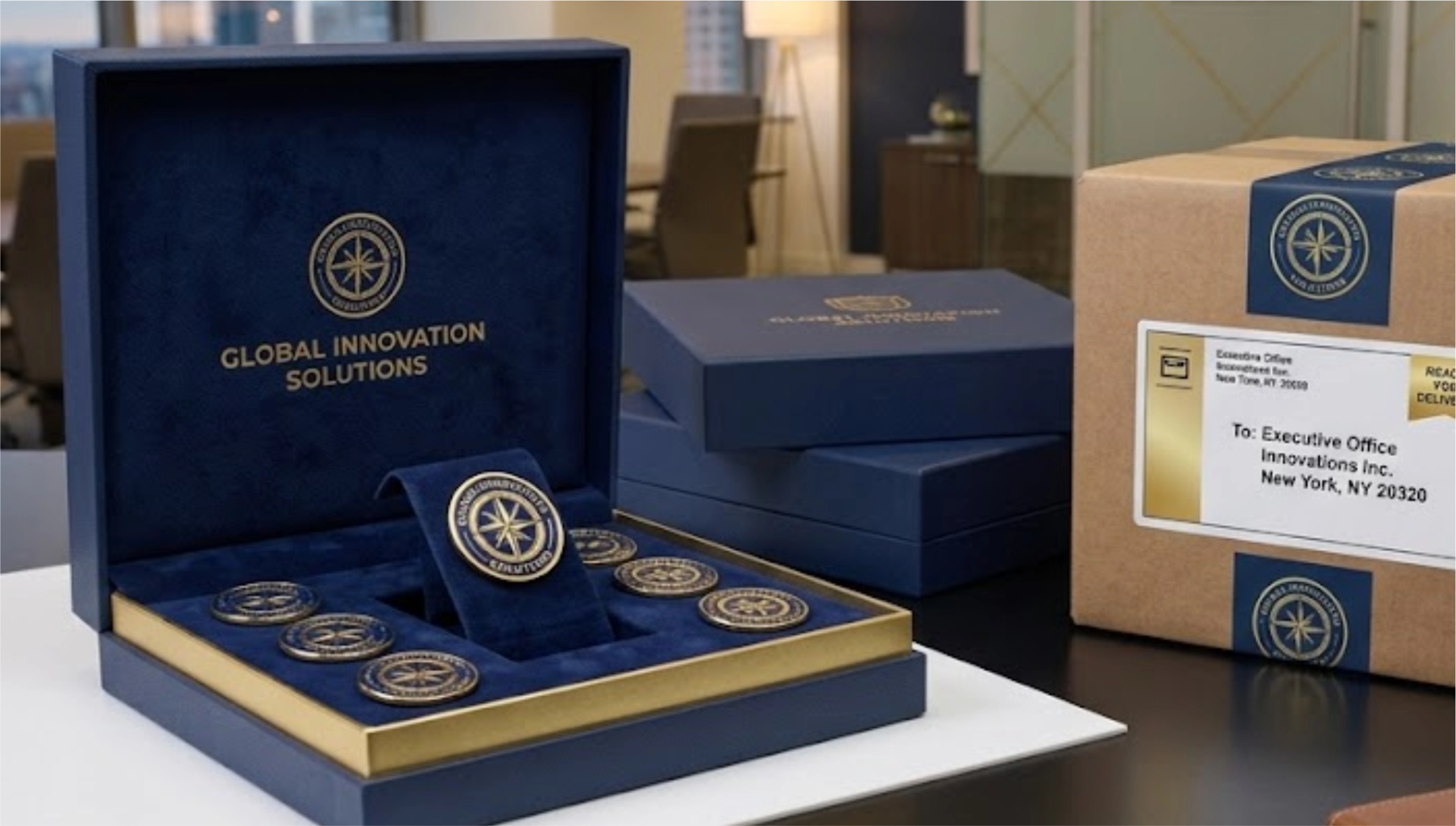 Custom lapel pins displayed in premium packaging ready for business delivery