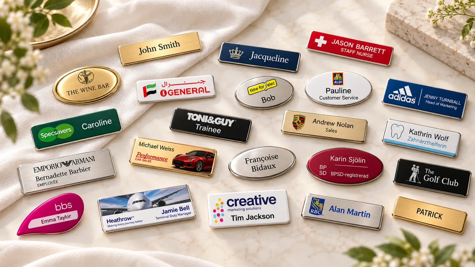 Professional custom name badges for corporate businesses in UAE