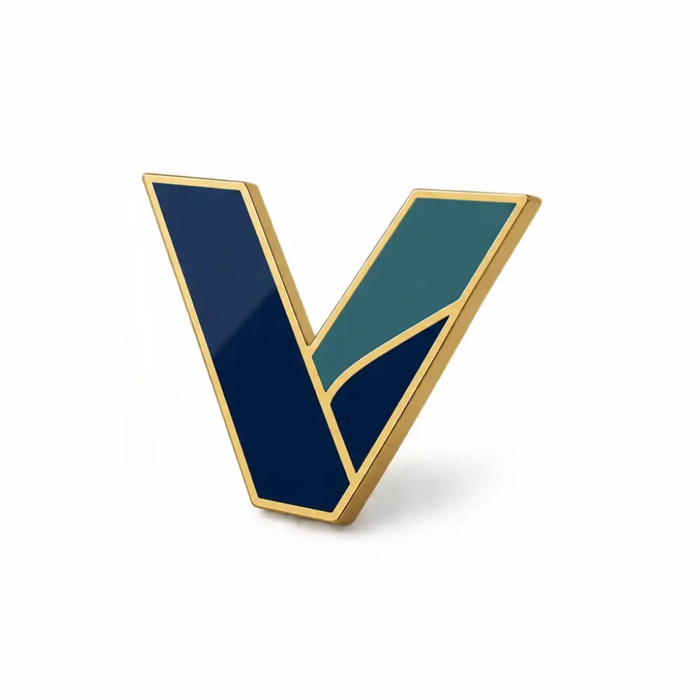 Finished custom hard enamel pin with a smooth polished surface