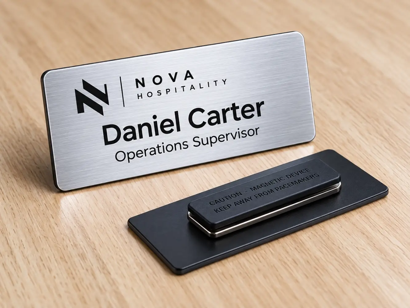 Magnetic custom name badges for corporate employees and staff in UAE