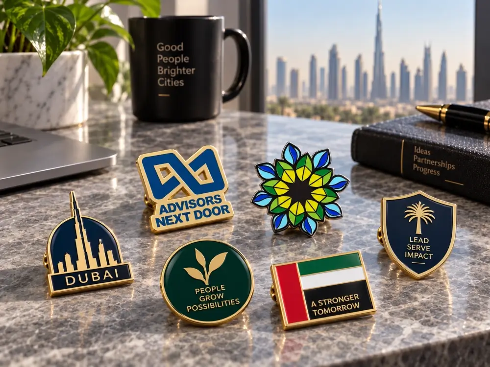 Premium example image showing polished custom hard enamel pins