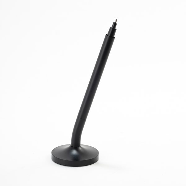 DESK MAGPEN – Sleek Matte Black Aluminum Roller Pen with 0.7mm Blue Ink & Matching Stainless Steel Base
