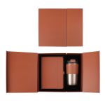 COZY SET elegant gift set with stainless steel mug, notebook and pen in leather box — corporate gift