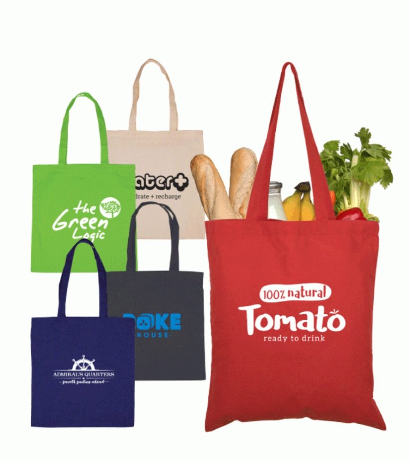 Custom printed eco-friendly cotton tote bag with company logo